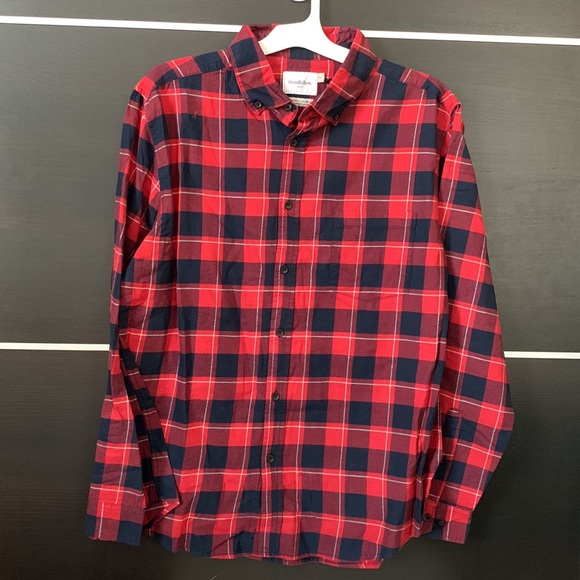 Goodfellow & Co. Mens Ripe Red Plaid Flannel Shirt - Picture 3 of 10